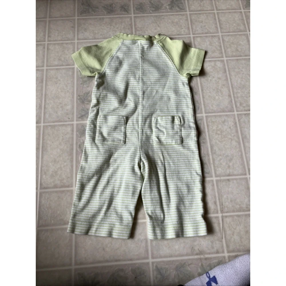 Gymboree Vintage Sweet Pea Green Striped‎ Short Sleeve Romper, 0-3 mo. 240268084